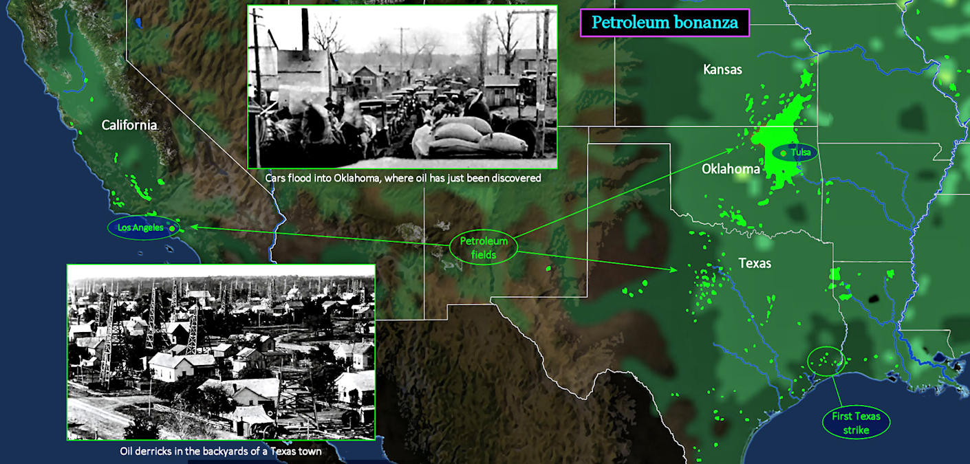 Tulsa, and Oklahoma oil, 1920s map